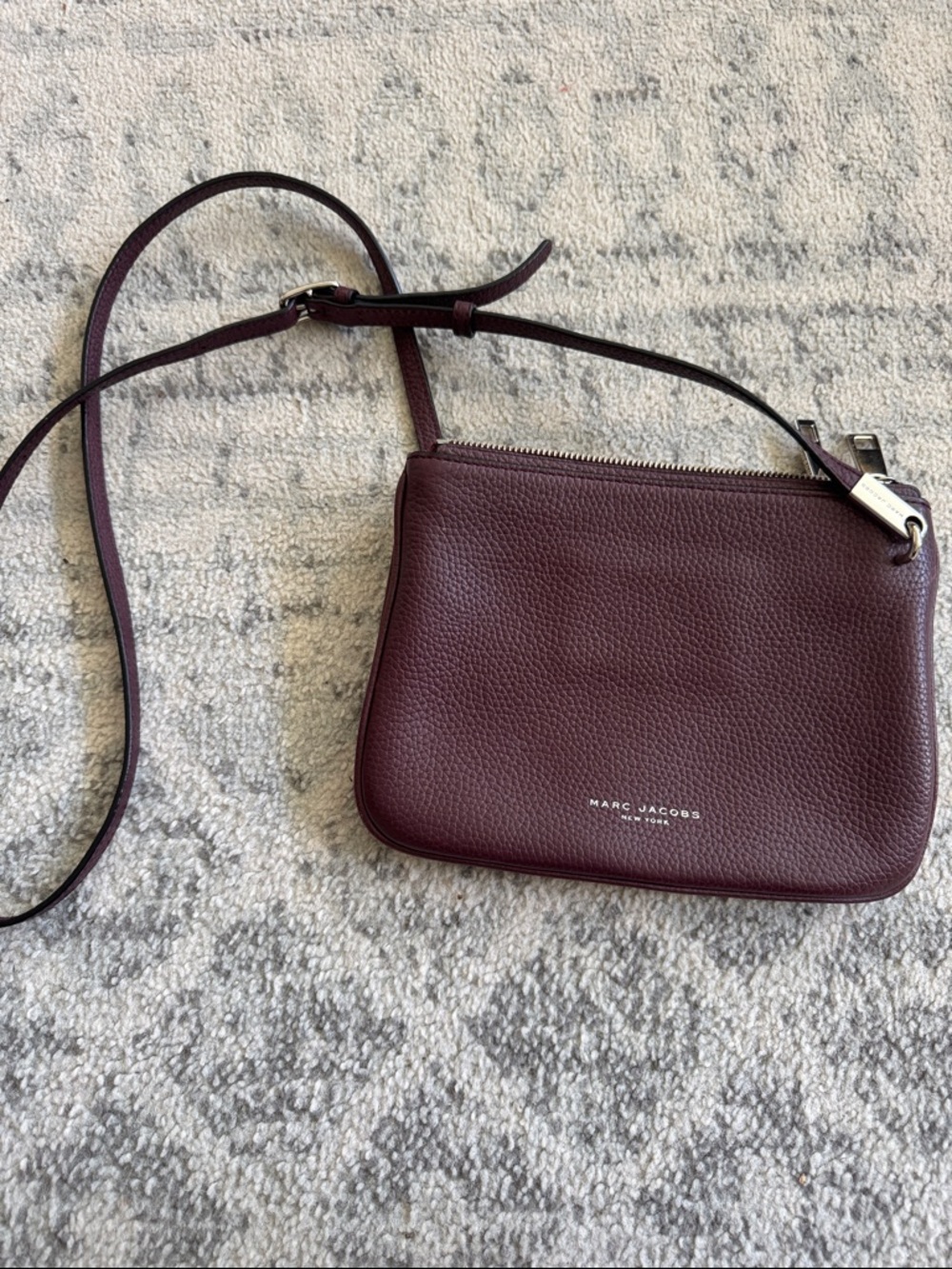Marc Jacobs Pebbled Leather Crossbody in Deep Wine